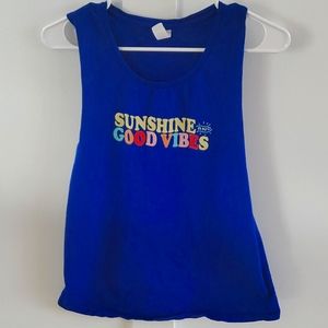 Sunshine and good vibes blue women's tank top size large